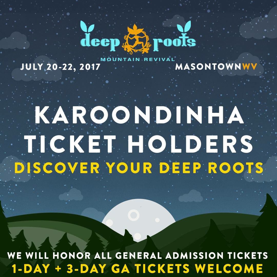 WVmtnrevival's tweet photo. Karoondinha has canceled their event... In an effort to shine a positive light back to music fans, DRMR will honor all their G.A. passes. https://t.co/Lr18vp3C2b