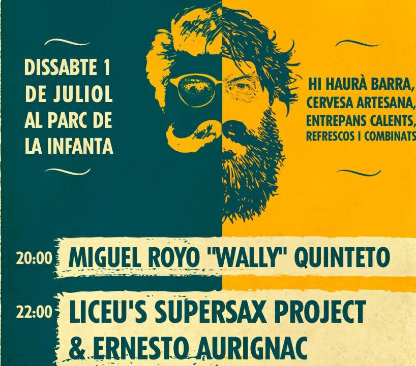 Festival Jazz&Beer (@jazzandbeer) on Twitter photo Dissabte 1 de juliol #jazz i #cervesa artesana a #Cornellà 🎷&🍺amb en <a href="/miguelroyowally/">miguel royo wally</a> seguit de <a href="/supersaxproject/">SuperSax Project</a> i <a href="/ernestoaurignac/">Ernesto Aurignac</a> Dissabte 1 de juliol #jazz i #cervesa artesana a #Cornellà 🎷&🍺amb en <a href="/miguelroyowally/">miguel royo wally</a> seguit de <a href="/supersaxproject/">SuperSax Project</a> i <a href="/ernestoaurignac/">Ernesto Aurignac</a>