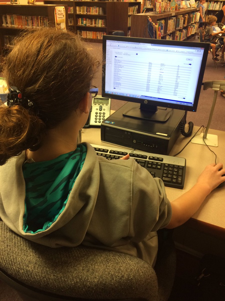 Student helper checking out for us during our Summer Library hours. Thanks so much! <a href="/roadrunnersrule/">Lessenger Elementary</a> #WeareLamphere