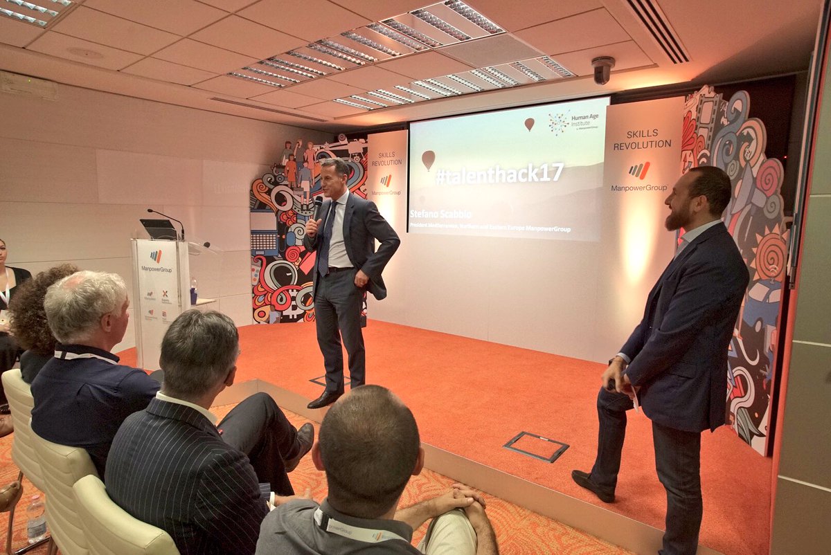 opinnoitaly's tweet photo. Sul palco @StefanoScabbio, presidente di @ManpowerGroupIT: "#talento e #innovazione i veri fattori competitivi per le aziende" #TalentHack17 https://t.co/3KgOaPwr9t
