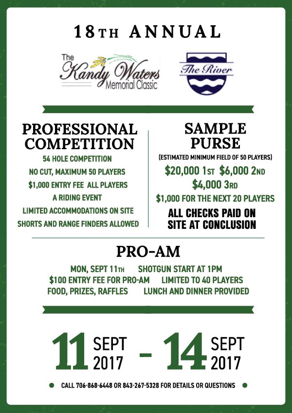 bventuregolf's tweet photo. Sign up now for the 18th Annual Kandy Waters Memorial Classic, Sept. 11-14th. Professional and Pro-Am competition. https://t.co/MKOFIriiY2
