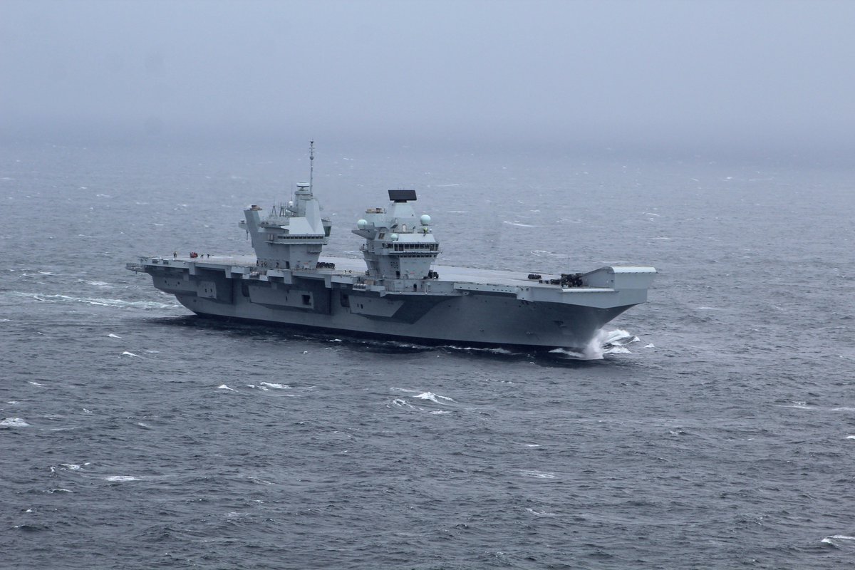 RoyalNavy's tweet image. Frigates @HMSIronDuke and HMS Sutherland joined @HMSQnlz to secure the seas as she embarks on her maiden sea trials. royalnavy.mod.uk/news-and-lates…