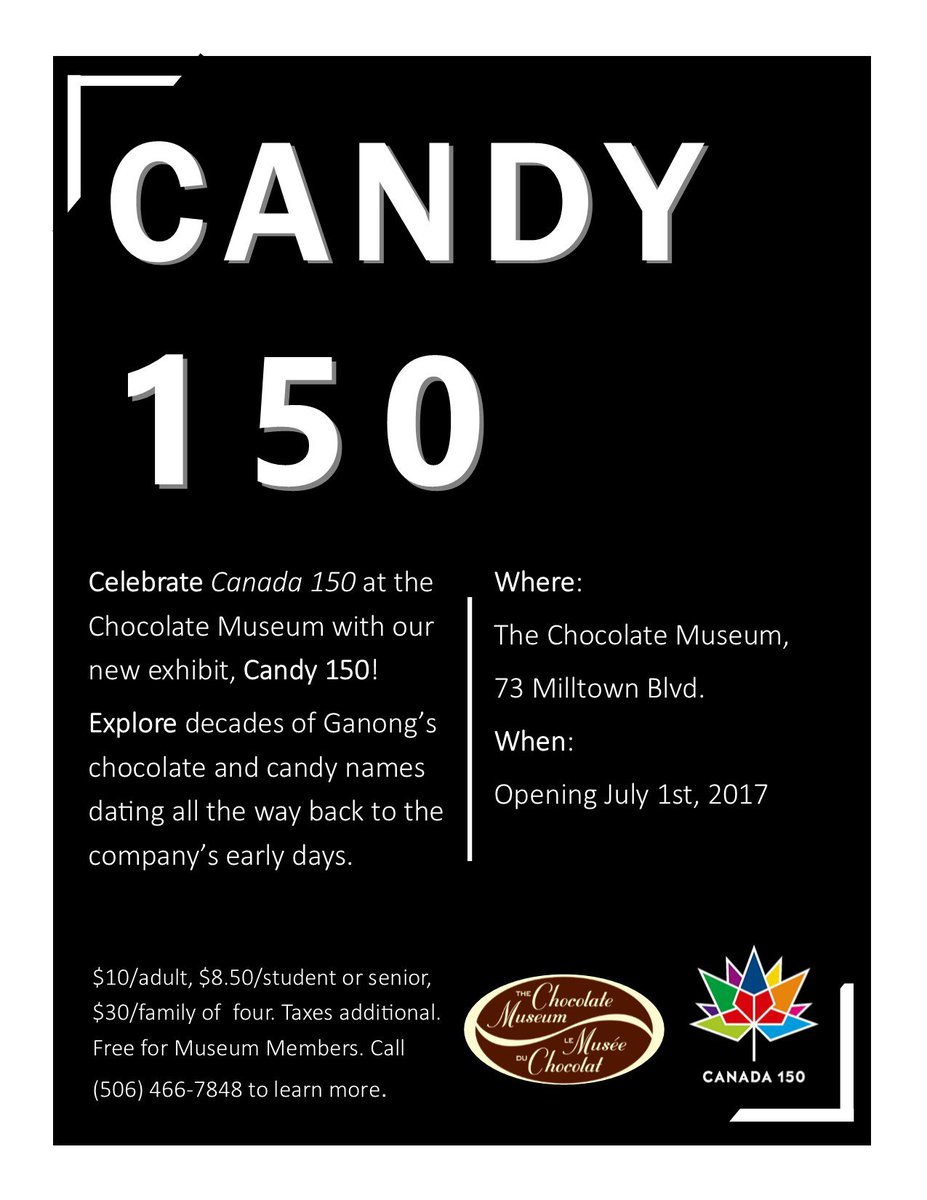Come and visit us at the Chocolate Museum On July 1st to see the opening of our NEW exhibit, Candy 150!