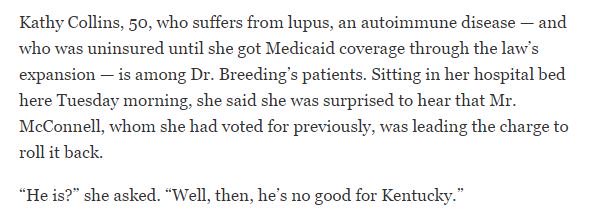 BGPolitics's tweet photo. In Eastern Ky, Republican voters say they assumed the GOP supported Obamacare, and they're surprised this week to learn otherwise. ^JC https://t.co/ouLzePu34e