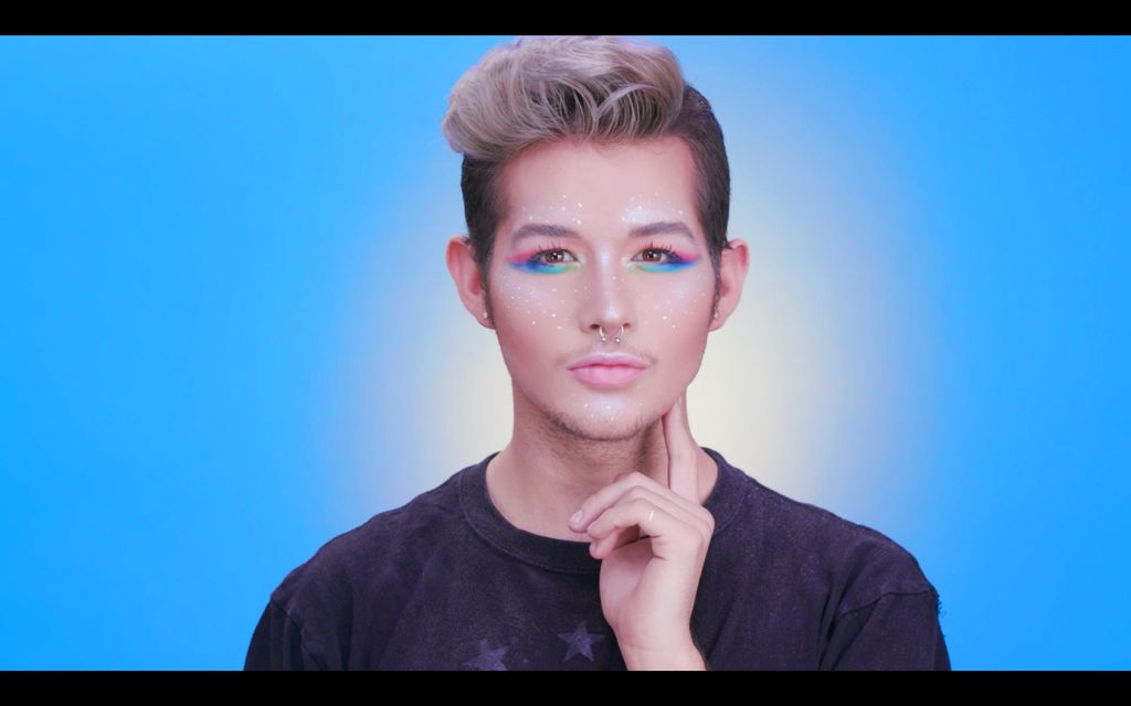 IPSY's tweet photo. More magical than rainbows and unicorns: @zachzenga's colorful pride makeup! Watch him slay. #ipsyvolumeup {link in bio} https://t.co/aW4TgWw1S5
