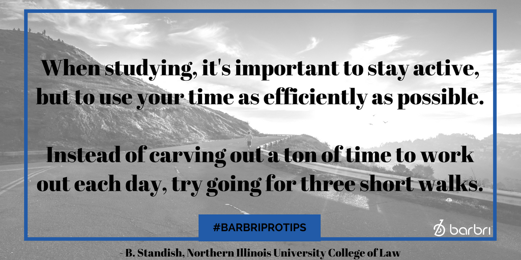 barbri's tweet photo. BARBRI and @NIU_Law alumna, @BaileyStandish shares her #BARBRIProTip for the #barexam. "Walks, people. They're my best kept secret." https://t.co/Ric93I7unW