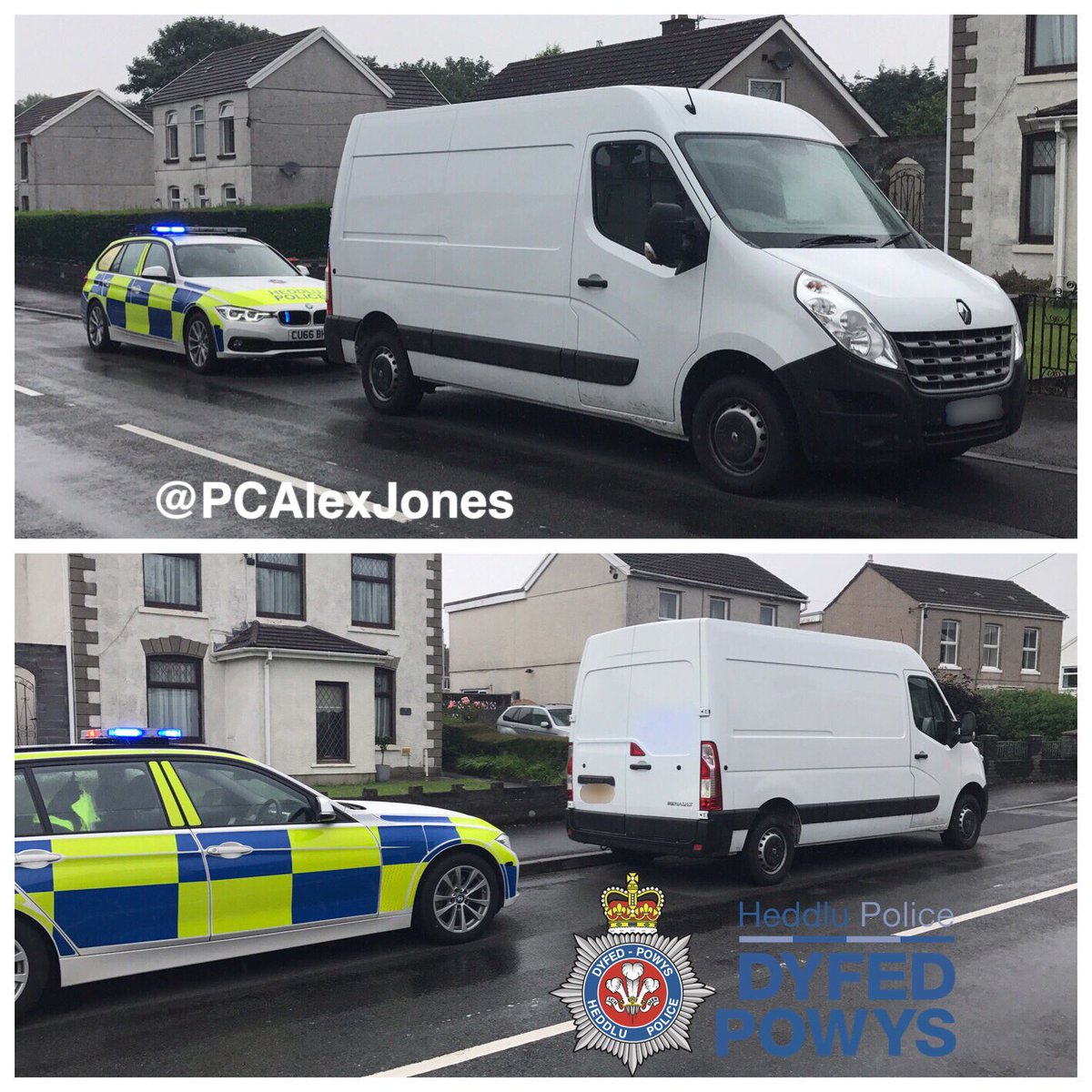 PCAlexJones's tweet photo. Trimsaran - No Insurance &amp; No Tax. Borrowed from his mate 🚚 Seized and stored until it's Insured. #notax #noinsurancenovan @DriveInsured https://t.co/nS0LZK21nx