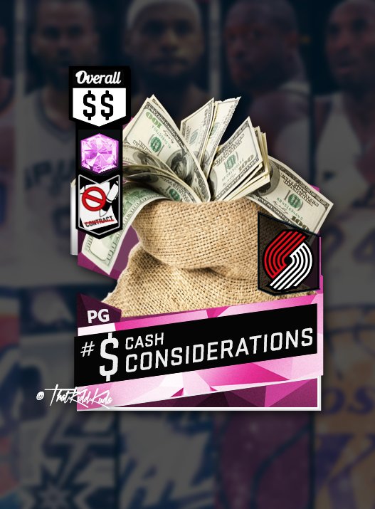 adamkudeimati's tweet photo. Just got word that the @trailblazers and @NBA2K have teamed up to release a limited edition #PinkDiamond "Cash Considerations" MyTeam card! https://t.co/h6OcQI7KWv