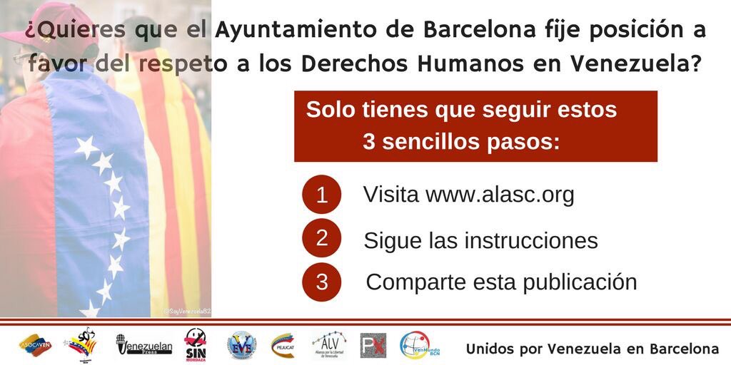 unidosve's tweet photo. Quieres que @bcn_ajuntament fije posición a favor del respeto a los #DDHH en #Venezuela? 
https://t.co/grm2OlriO4 #DeclaracionDDHH https://t.co/5hHCHNPlpX