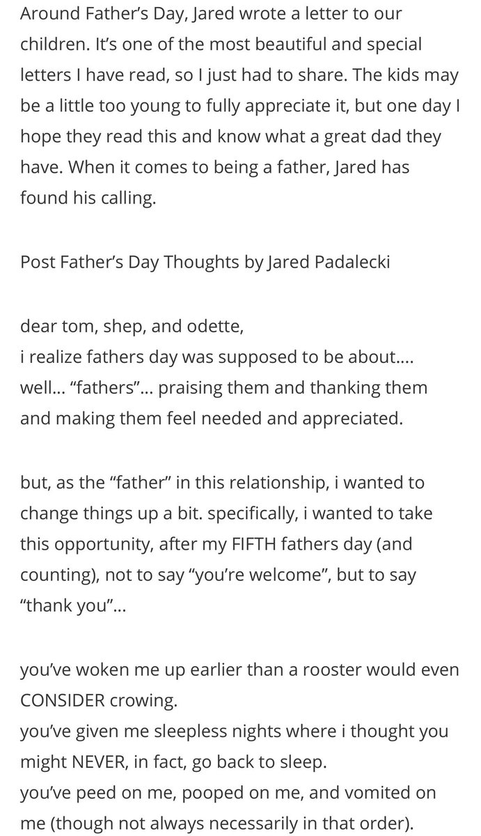 RabbitHole_BB's tweet photo. Gen shared this letter from Jared to the kids on her blog, Now &amp; Gen, and it is beautiful 💙💙 https://t.co/mUJGcV58v6 https://t.co/cOUGtJIppF