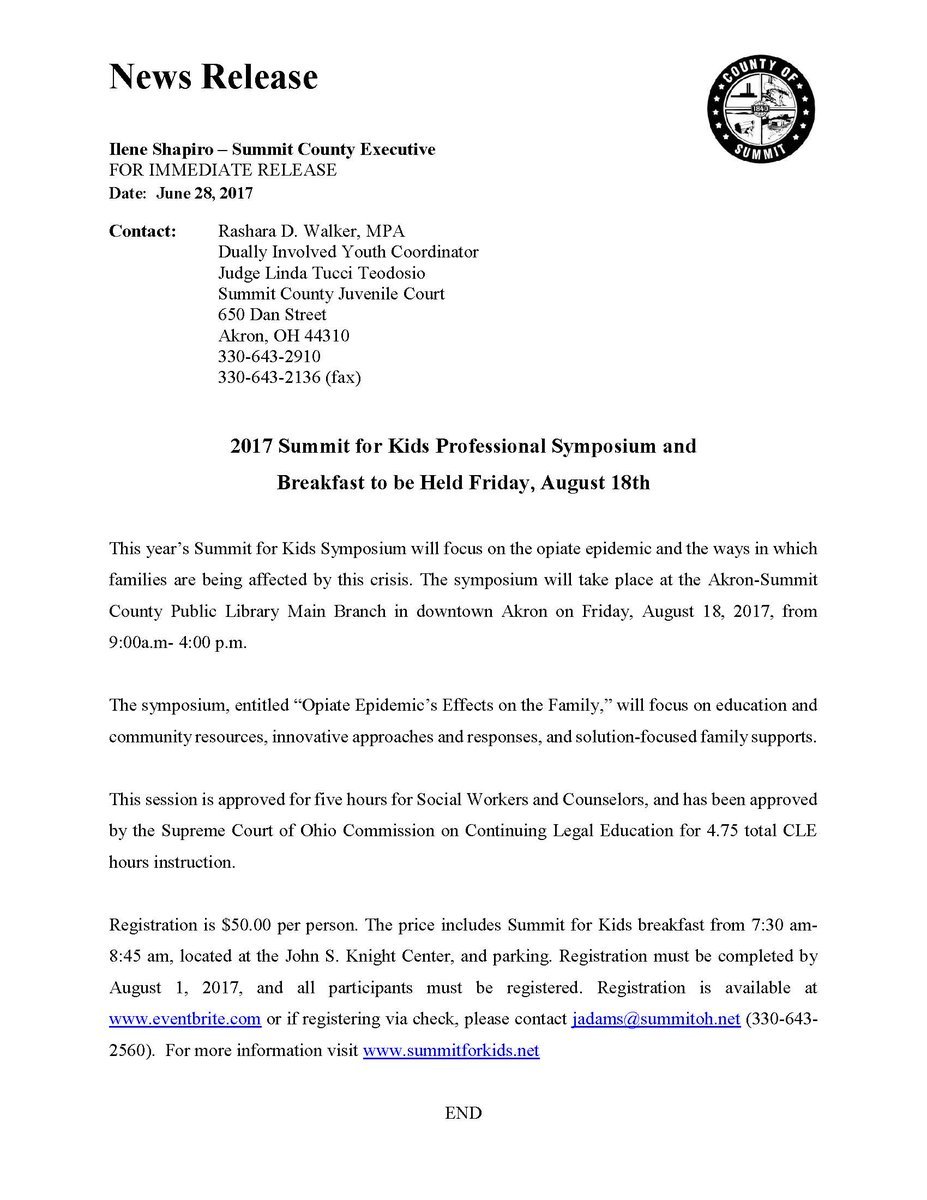 summitforkids's tweet image. 2017 Summit for Kids Professional Symposium and Breakfast to be held Friday, August 18th from 9:00 a.m. - 4:00 p.m.