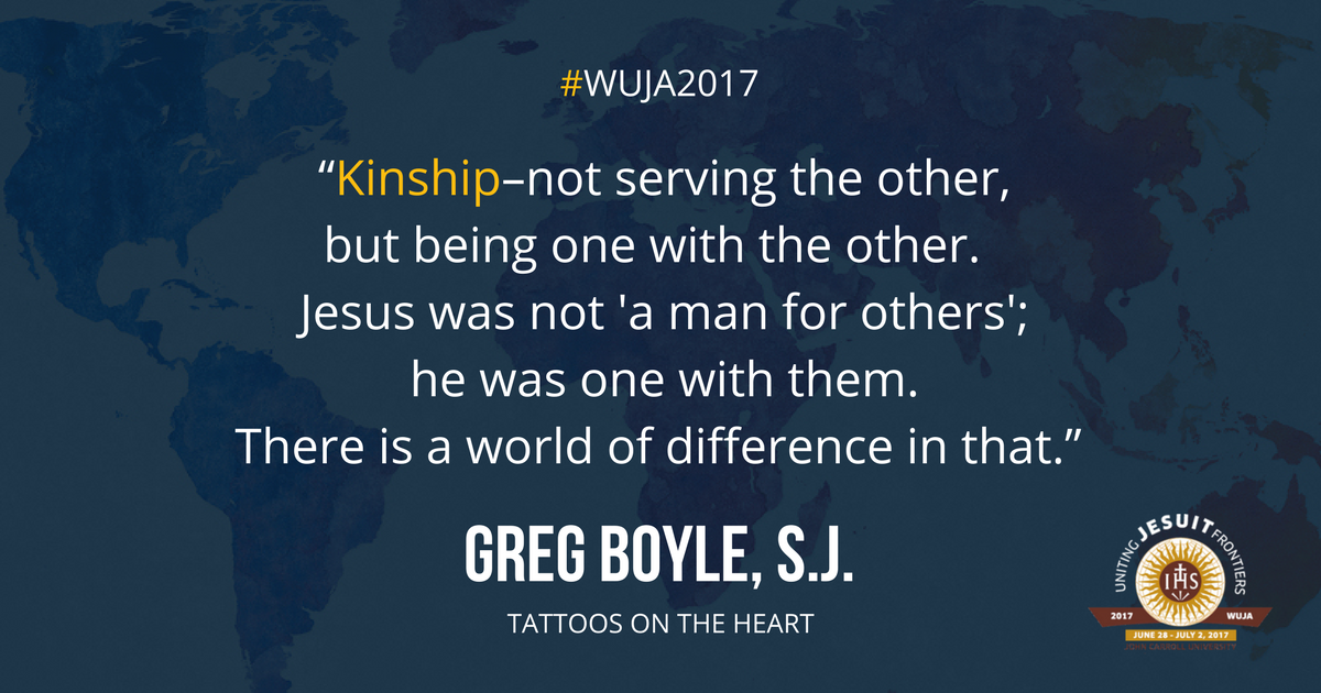 IGsolidarityNET's tweet photo. Excited to hear from #IFTJ16 keynote @FrGregBoyle @HomeboyInd tmrw! #WUJA2017 #Kinship #DisappearingMargins | What's your fav Boyle quote? https://t.co/jlWH5SRoo1