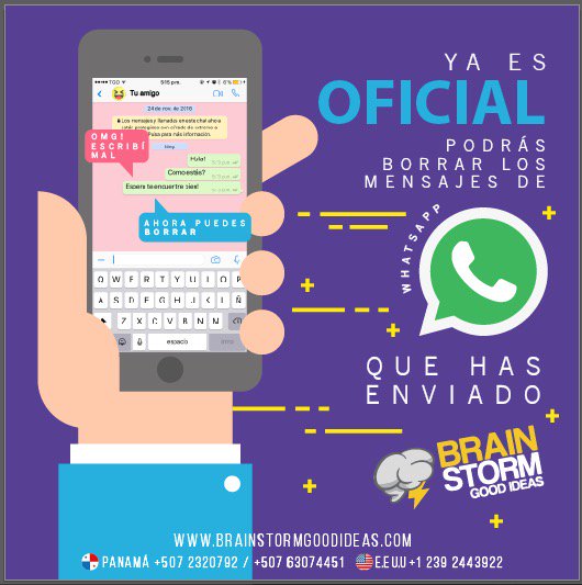 BrainStormGood's tweet image. Ya es oficial: podrás borrar los Mensajes de WhatsApp Que tiene Enviado