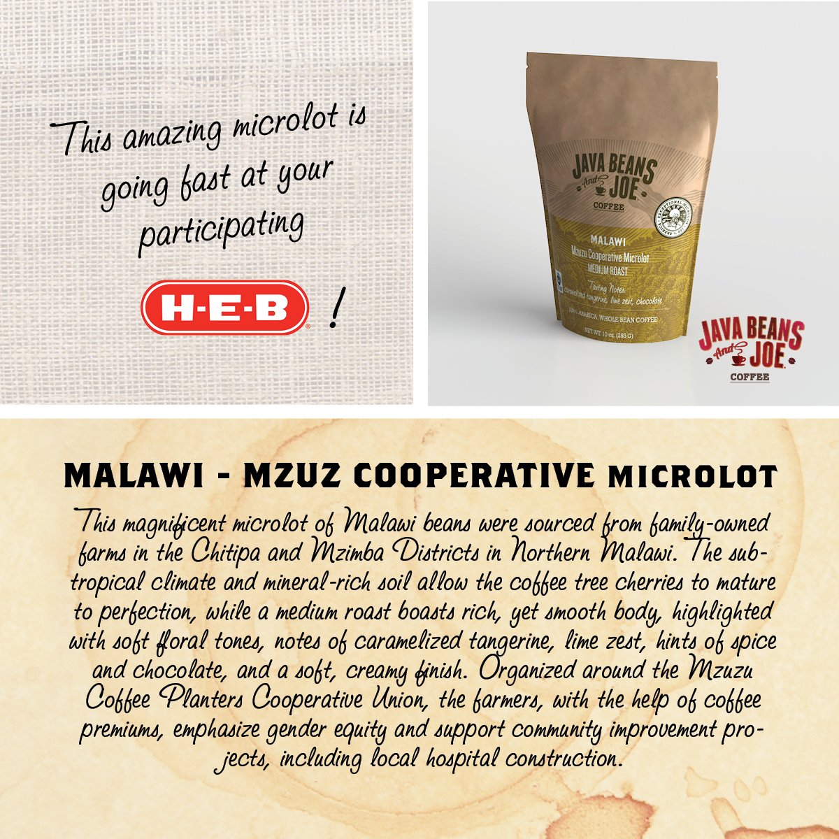JavaBeansandJoe's tweet image. The #fairtrade Malawi Mzuzu Cooperative microlot is Now Available at your local, participating, HEB! #HEB #texas #coffee Limited quantities!