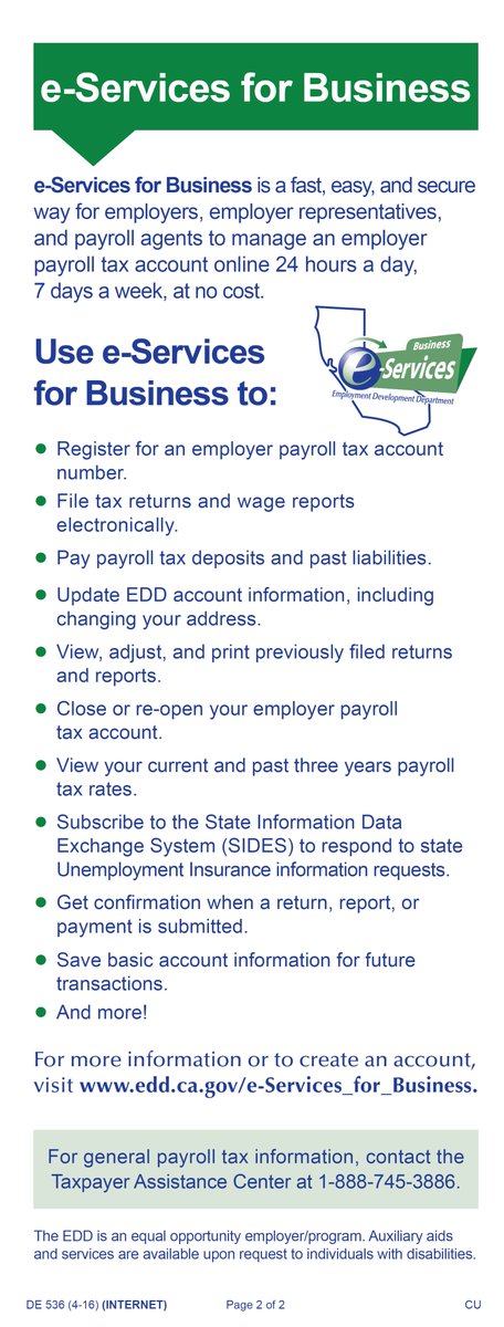 Ca State Law, Requires employers to electronically submit employment tax returns wage reports &amp; payroll tax deposits to EDD #AB1245 #CaLaw