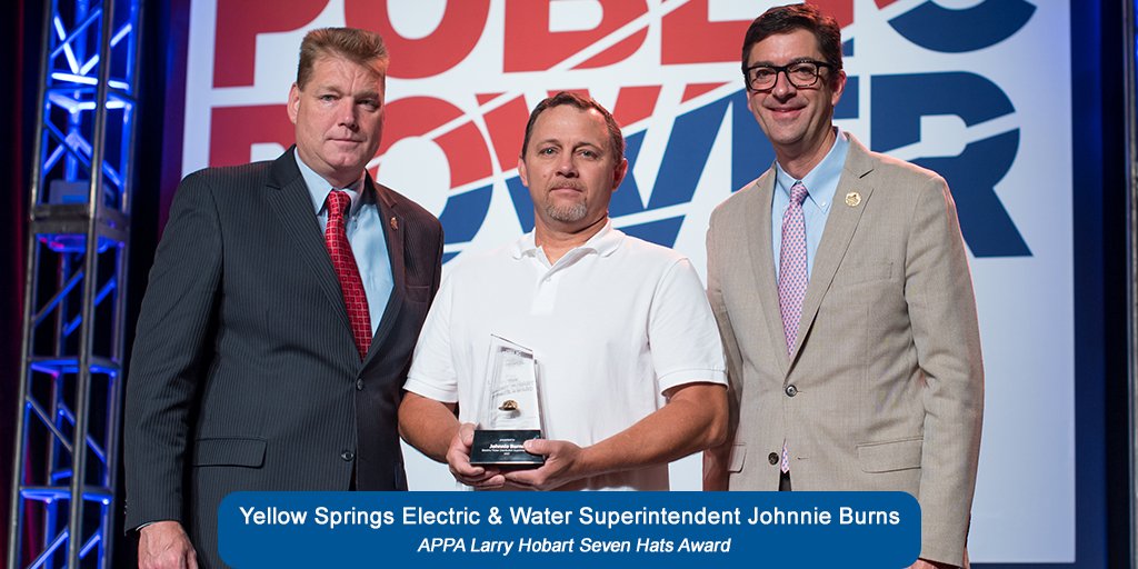amppublicpower's tweet photo. Congrats to Yellow Springs Electric &amp; Water Supt. Johnnie Burns for receiving the APPA Larry Hobart Seven Hats Award last week! #publicpower https://t.co/724rAFHtdC