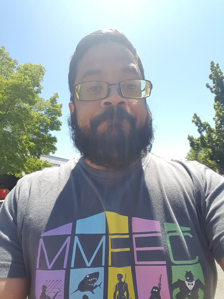 Owlicus's tweet photo. Sporting my #MMFEC shirt for the last episode of @Hyper_RPG #CorporateSINs . End strong, my friends! https://t.co/w4Vg8890K6