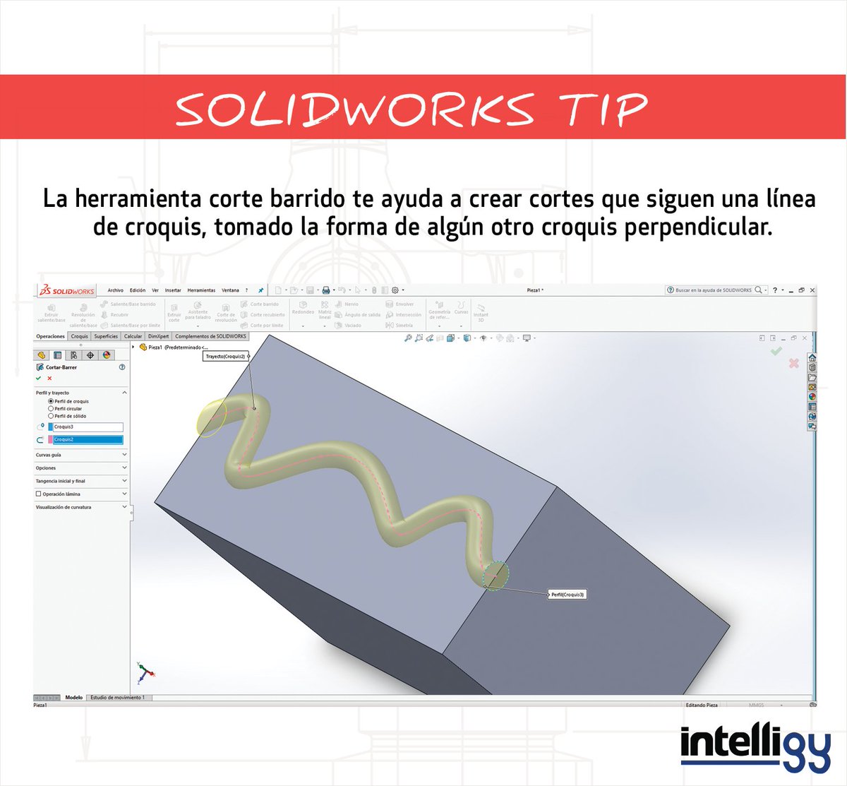 intelligymx's tweet photo. Con esta #herramienta podrás crear #cortes de formas más #libres #SolidWorksTip https://t.co/tHgq63KZGt