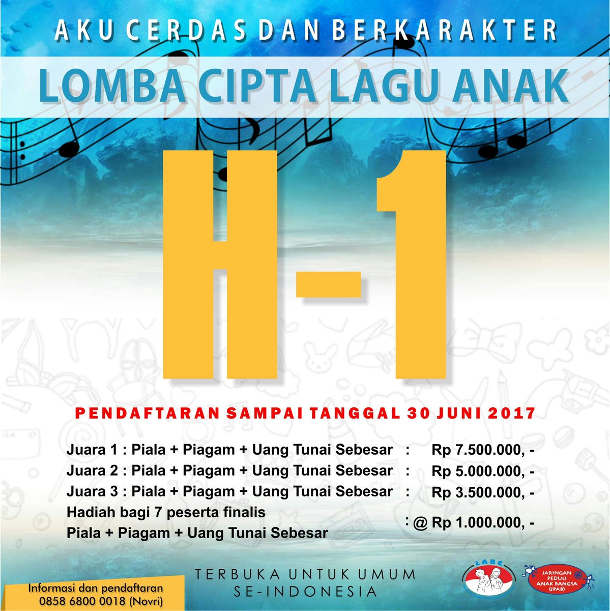 Yuk buruan daftar!! #harianaknasional  #lomba2017 #ciptalaguanak #laguanak#labc #informasilomba #sahabatlomba #studiomusik  #composerlagu