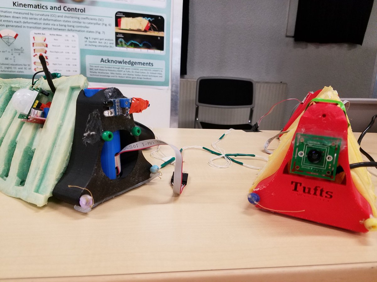 CMDonatelli's tweet photo. Our #AMAM2017 robot demo is set up and ready to go this afternoon! @TuftsASEgrad @TuftsBUGS @RoboSoft_CA @hokkaido_uni https://t.co/5Xp1bPhpku