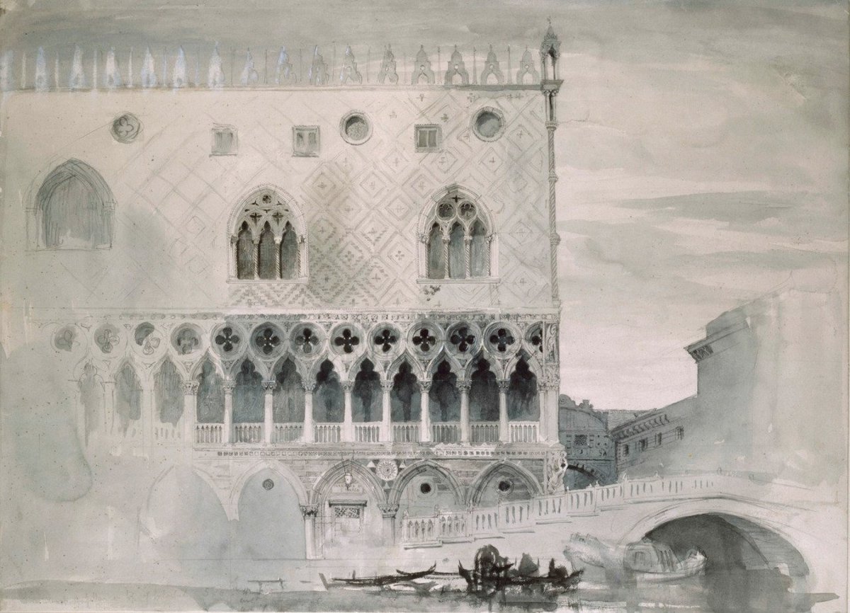 #JohnRuskin,1865
Estudio de fachada del #Palacio Ducal de #Venecia