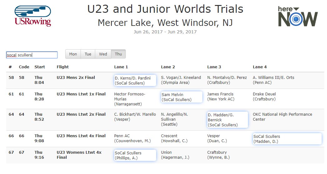 LOTS of finals coming your way tomorrow morning at U23 Trials!  Full results can be found here: herenow.com/results/#/race…