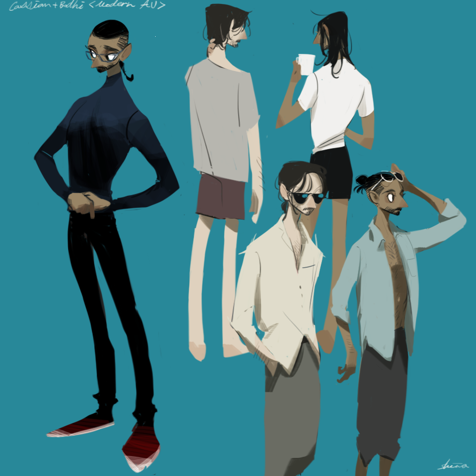 shima_spoon's tweet photo. modern au doodle　シュッとしてるひとたちはデフォルメがむつかしい https://t.co/80qAFBaeKU