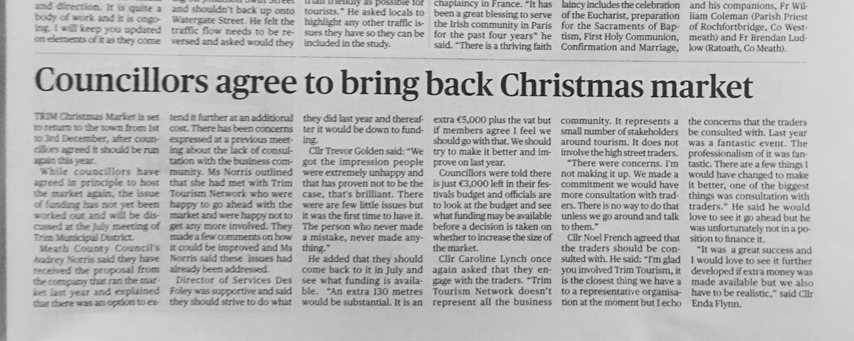 We fully support the #TrimChristmasMarket ,we met with <a href="/meathcoco/">Meath County Council</a> and agreed with them this market is a huge benefit to the economy in Trim