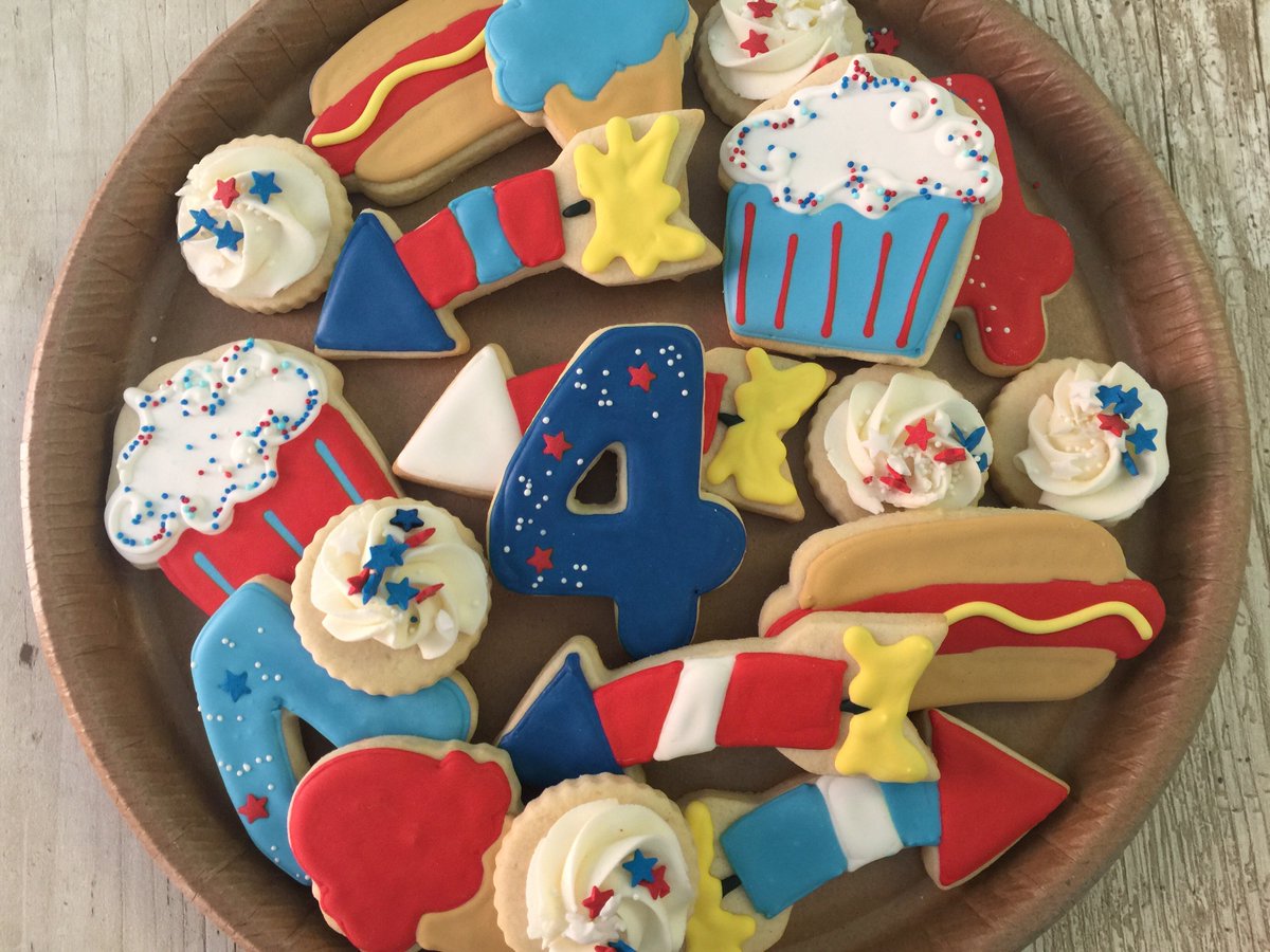 Red, white &amp; kaboom cookies! Order yours today for $32. #buttercupcakehouse #4thofjuly #buttercupcvg