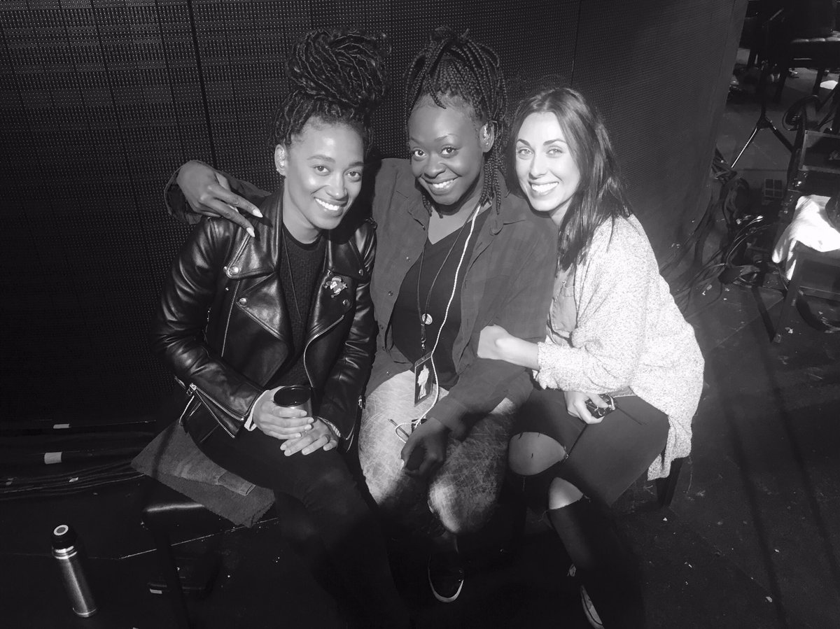 Amanda__Brown's tweet photo. One show down, three shows left with these ladies.😱@underscorestar @KHolmesSmith #adele #thefinale #cray #wembleystadium #london #adeleband https://t.co/R0GUUXtmyP