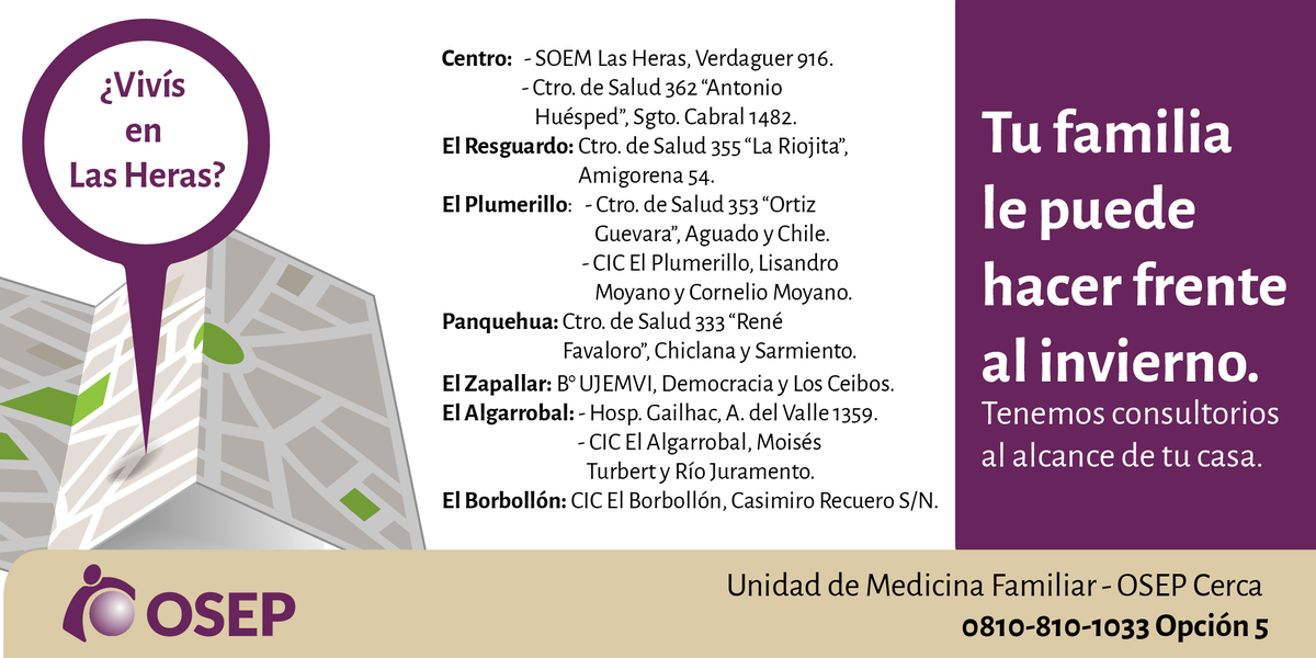 OsepMza's tweet photo. #OSEPCerca es un servicio de #MedicinaFamiliar al alcance de tu hogar. 👪🏡 Conocé los 31 puntos de atención 👉 https://t.co/3reNEKxzsz https://t.co/ukdrhW7C2m