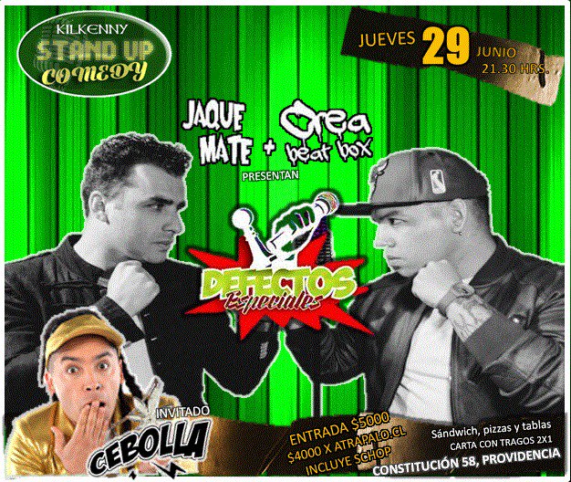 ChileStandUp's tweet photo. #Jueves29
#standupcomedy + #beatbox 
Fusión q veras en #KilkennyBellavista con #DefectosEspeciales 💥
+ Info y dcto :
https://t.co/LKgeeW9kCt https://t.co/hhDeSatF3b
