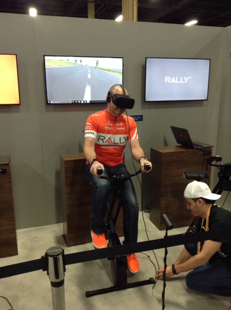 MeetDorothy's tweet photo. Craig Howarth with Rally Health on the Fitness VR bike @ COTF booth! Follow us @meetdorothy Booth 4605 #WoS#COTF #CLUS #WeareCisco https://t.co/0R3AwUKe9J