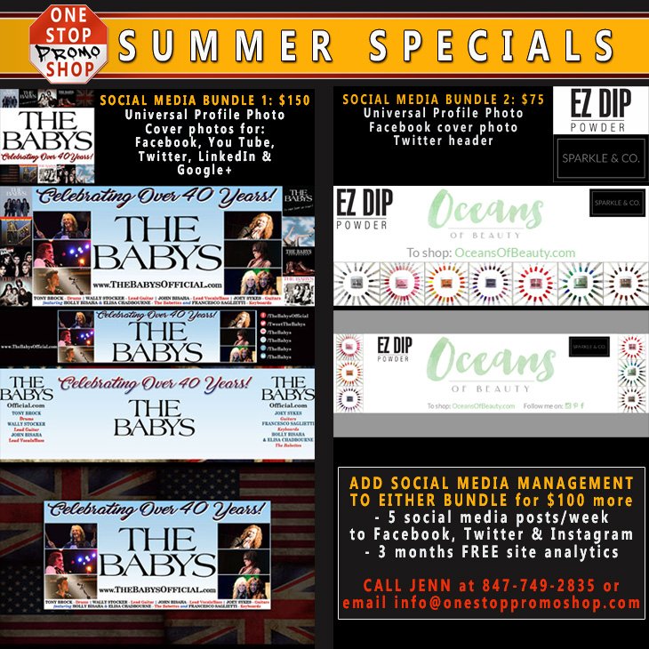 One_Stop_Promo's tweet photo. HOT SUMMER SPECIALS! Contact Jenn info@onestoppromoshop.com for a free consult
#onestoppromoshop #socialmedia #graphics #freesiteanalytics https://t.co/RcfX0iNN6S