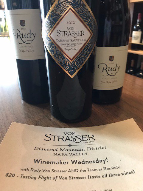 ResoluteSF's tweet image. Winemaker Wednesday with @vonStrasserWine with Rudy Von Strasser himself pouring! 6-9pm! #WineWednesday #wineoclock #happyhoursf