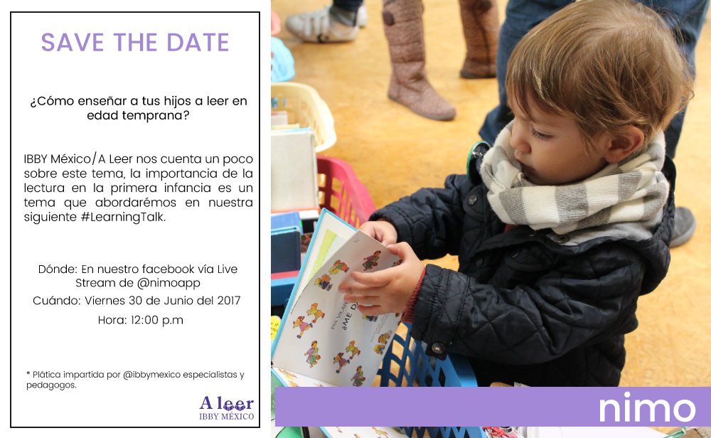 Este viernes en punto de las 12h estaremos platicando con <a href="/nimoapp/">Nimo</a> sobre la importancia de la lectura en primera infancia. ¡Los esperamos!
