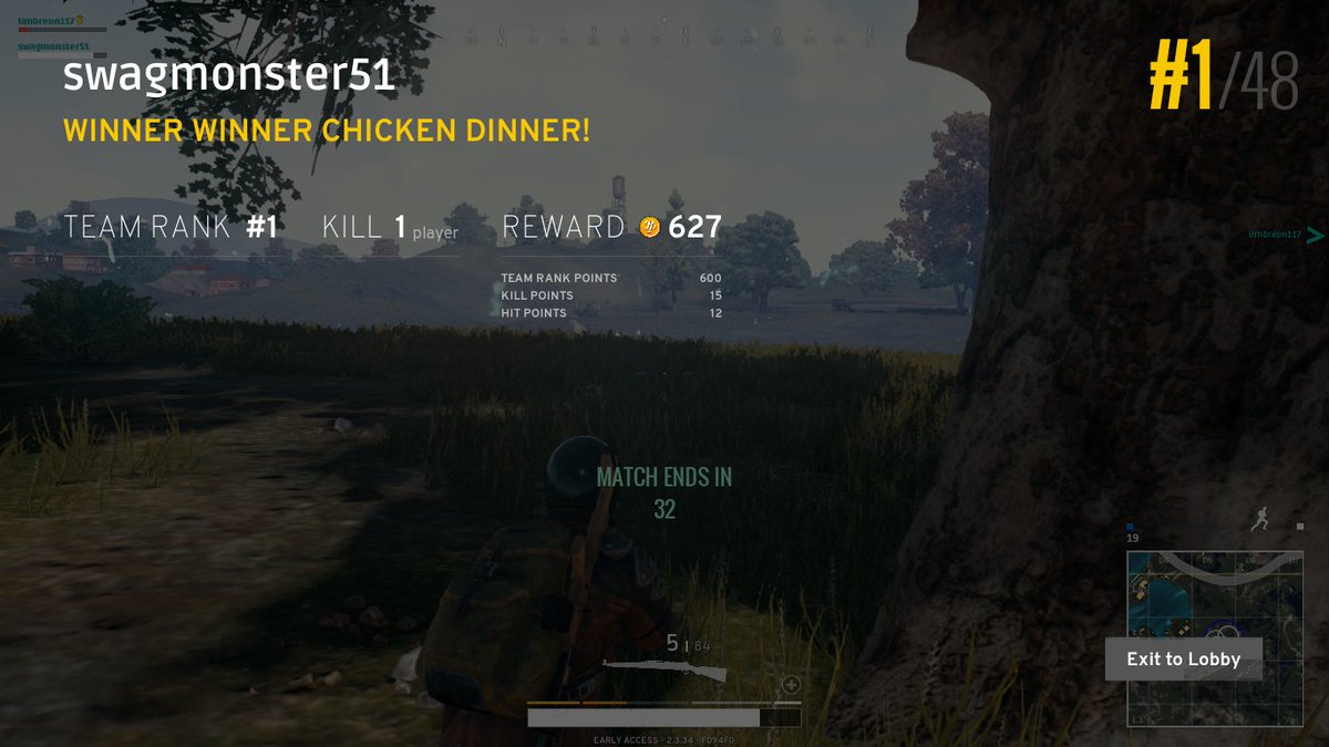 RichGrisan's tweet photo. Best. Feeling. Ever @BattleRoyaleMod #PUBG #winnerwinner #chickendinner https://t.co/4yXllJkRwC