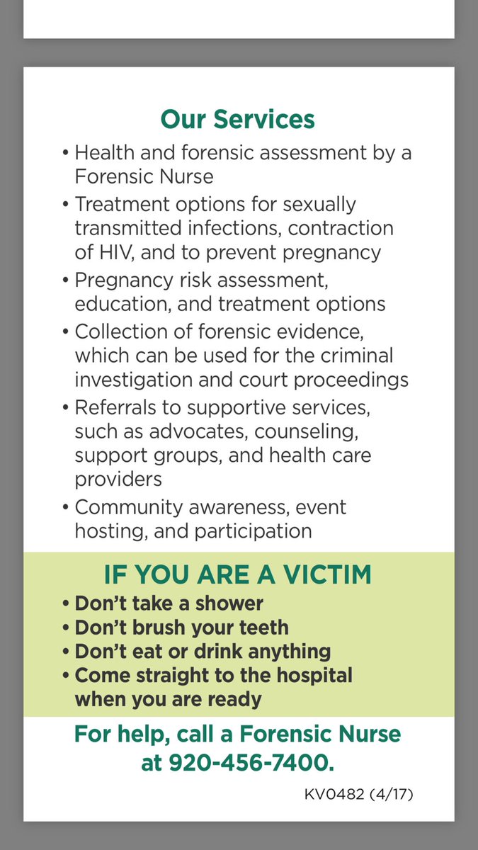 DoolittleBrenda's tweet photo. Aurora medical Center Oshkosh Forensic Services.
#SANENURSES #STOPSEXUALASSAULT https://t.co/HwhHRg9yui