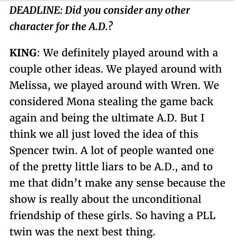 DeadLittleLiars's tweet photo. Who else Marlene considered to be AD...

#PLL #PrettyLittleLiars #PLLGameOver #PLLFinale #PLLEndGame #PLLFamily #PLLChat #Twincer https://t.co/3t8193DyYB