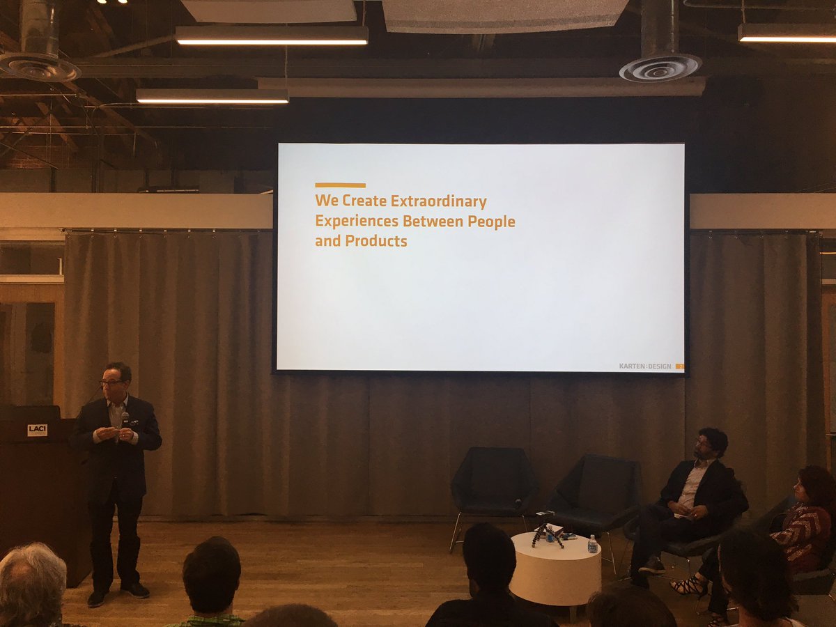 StuartKarten's tweet photo. “Don't think about the product, think about the experience.” @wemakeitinla #makeittalks https://t.co/qkM4aauP9I