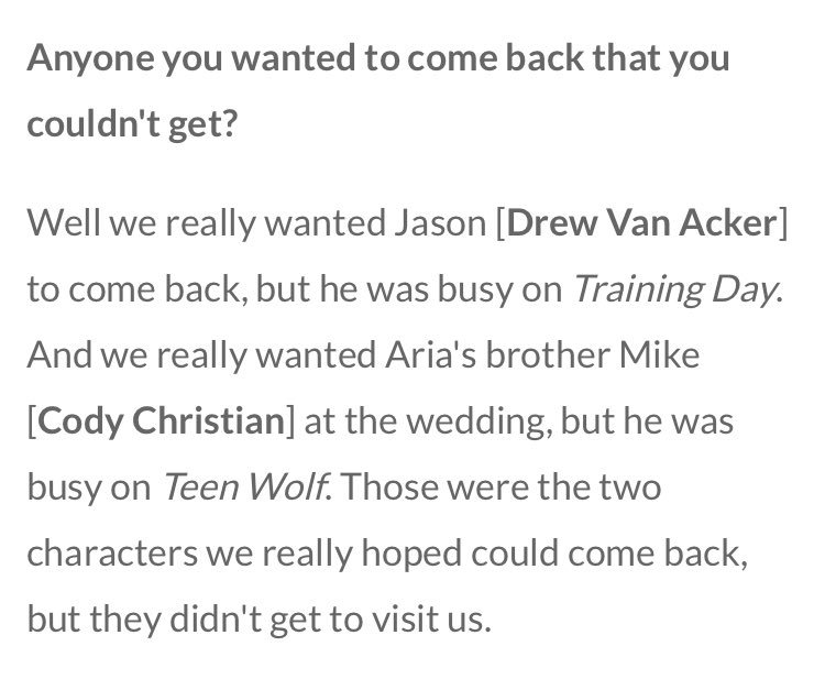 DrewVAckerCrew's tweet photo. Marlene on wanting Drew to be in the #PLLFinale. https://t.co/9eZXzcwAea