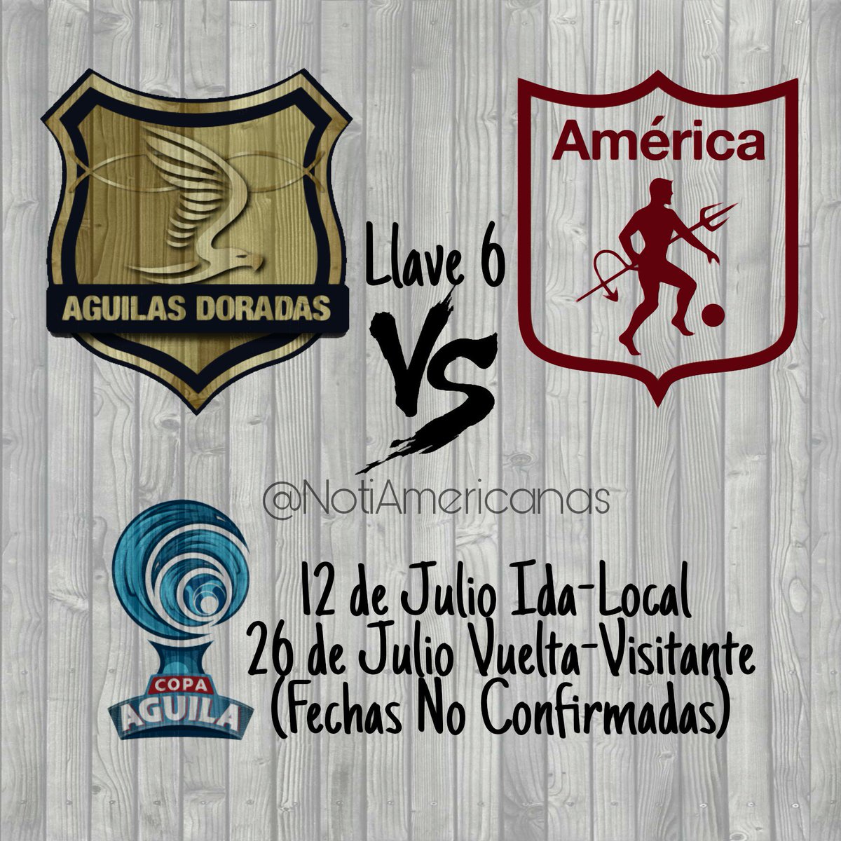 NotiAmericanas's tweet photo. Rionegro Águilas será nuestro rival por los Octavos de final de Copa Águila 2017. @SCHA_Oficial @AmericadeCali @tulioagomez @Americaenlared https://t.co/SD5OSAvv1D