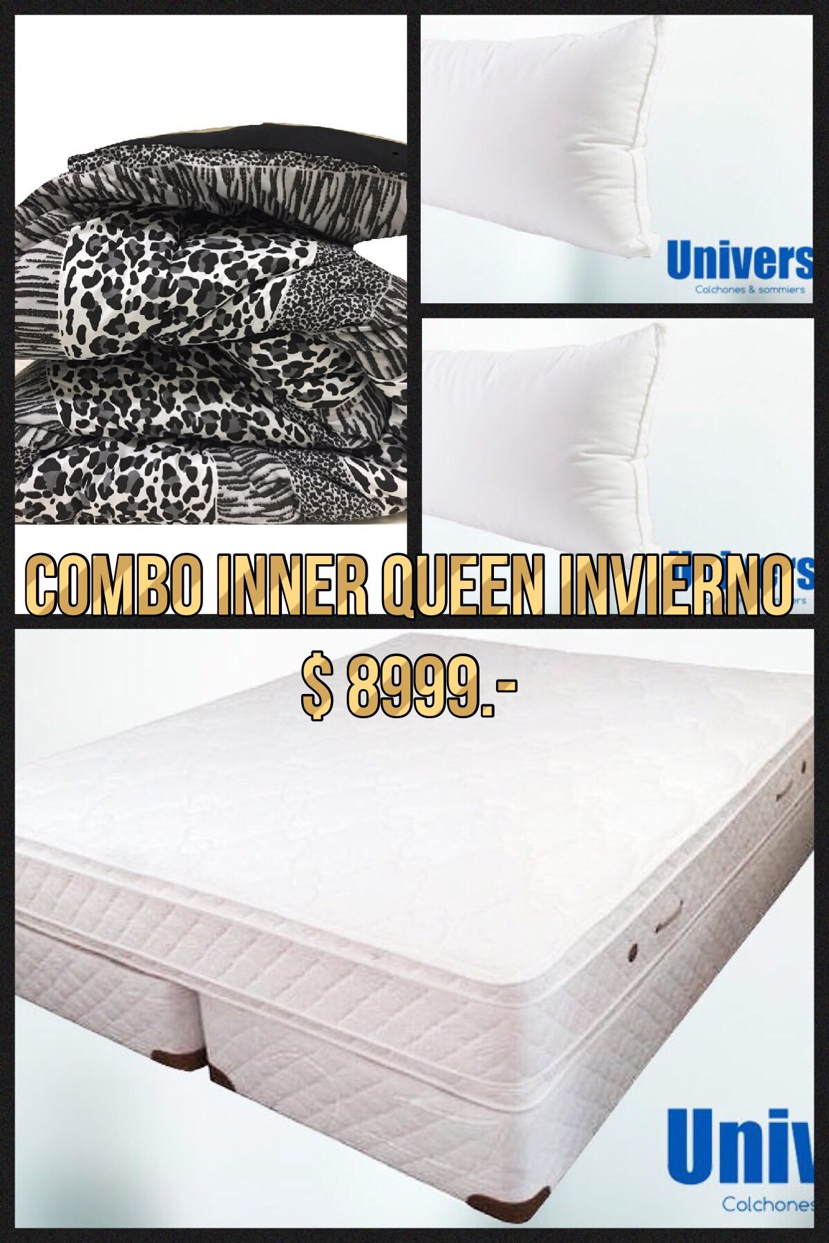 Promo 54 - Colchón Espuma Alta Densidad + Sommier + 2 Almohadas