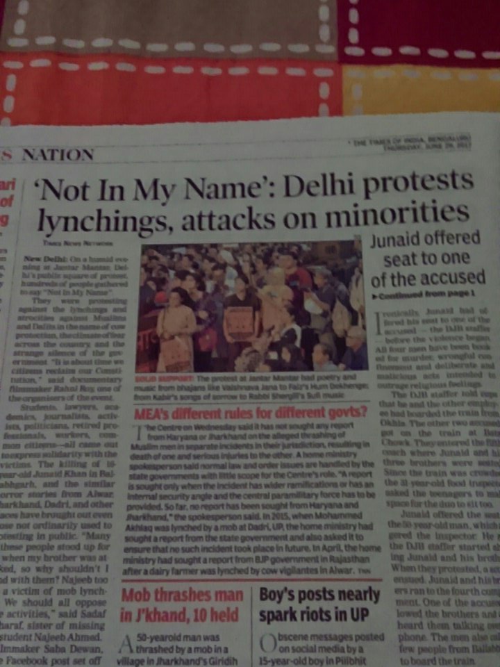 sha3feb's tweet photo. I thought #NotInMyName is against Lynching, but #TOI helped me 2 understand it's against #selective Lynching
D Purpose is #defeted https://t.co/GXEnqHFL0w