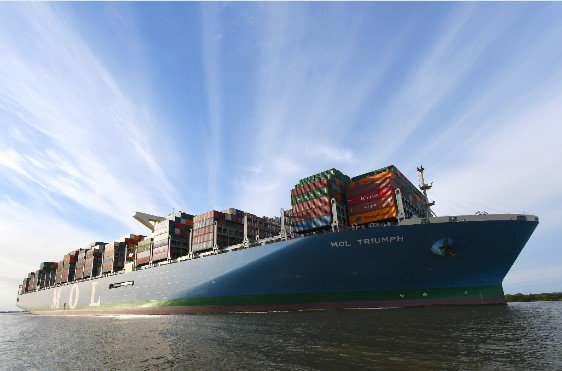 KanooGroup_UAE's tweet photo. #KanooShipping handles the world’s largest container ship on maiden call to #JebelAliPort. https://t.co/yHU7JICmKI #MOLTriumph https://t.co/D525RPNMPQ
