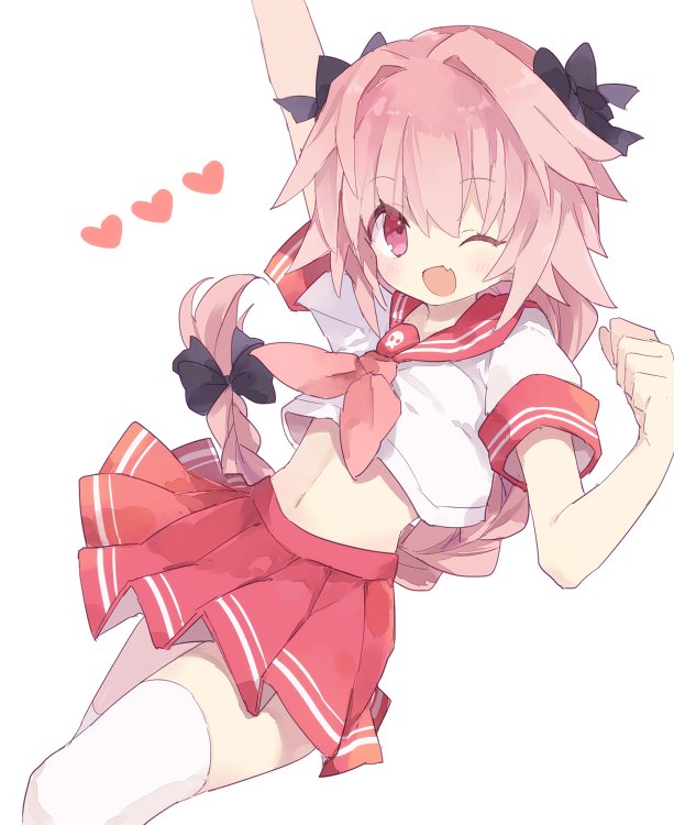 アストルフォ(Fate) ,セーラー服ナイト 「わーいヾ(⌒(ノ'ω')ノ 」|水々のイラスト