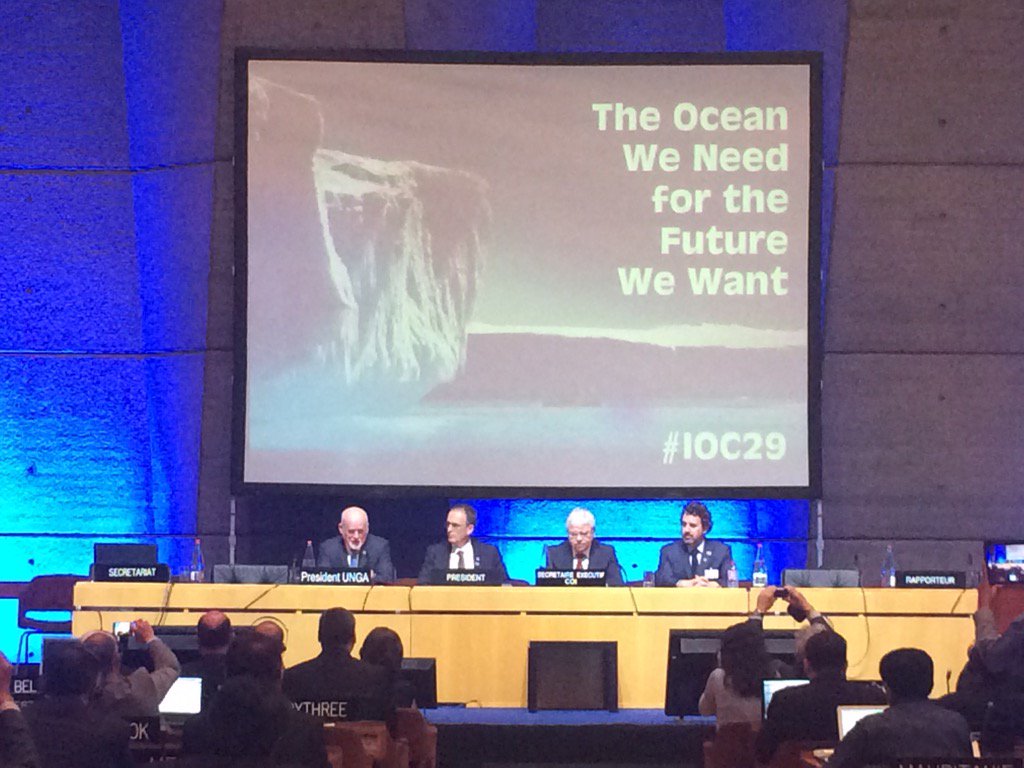 WrdAppltns's tweet photo. @UN_PGA Thompson addresses @IocUnesco #ioc29 Assembly welcomes resolution on Ocean Science Decade. https://t.co/5UwMsxZZMB