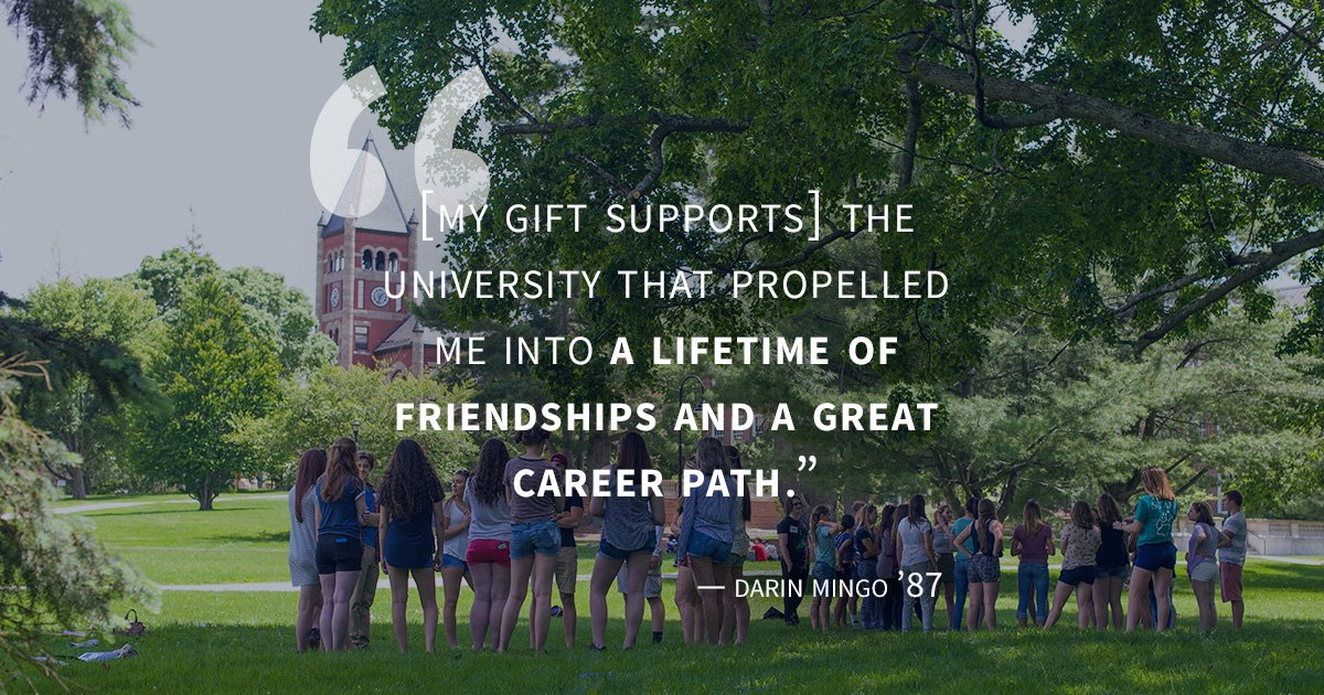 UNHClassGift's tweet photo. Here’s why Darin gave. What will you celebrate about @UofNH? The fiscal year ends June 30. #UNH150 #IBelieveInUNH - https://t.co/tzBsTVrKXu https://t.co/t4ng9193GD