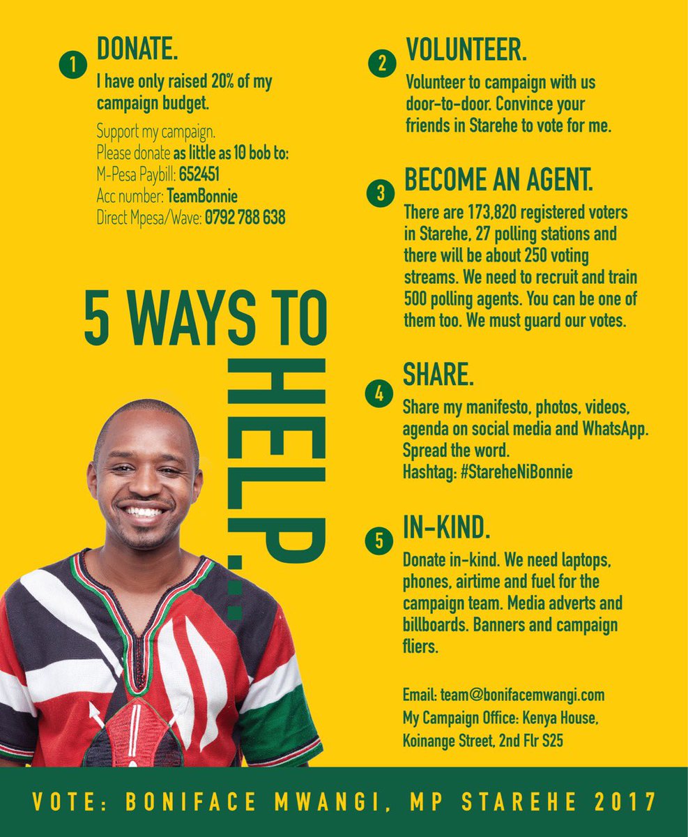 bonifacemwangi's tweet photo. Five ways you can support me win Starehe. Find my vision for Starehe at https://t.co/ZoGvjnnFYq #StareheNiBonnie https://t.co/mgsswBXcut