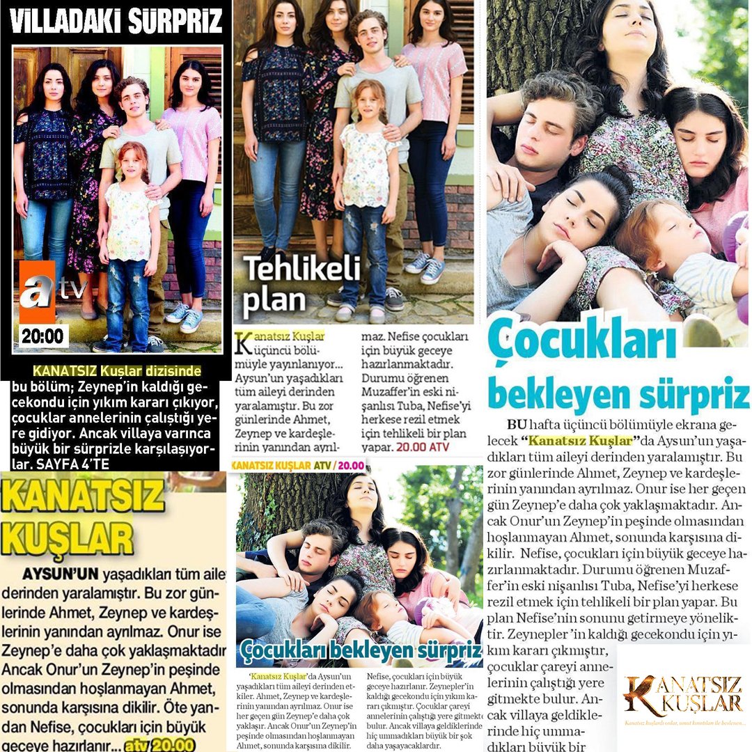 kanatsizkuslarr's tweet photo. Çocukları villada bekleyen sürpriz ne?
Basında #KanatsızKuşlar 🕊
Yeni bölüm bu akşam 20:00 #atv'de 🎥

@atvcomtr @filmkoliba https://t.co/9ZKQUBqoSw